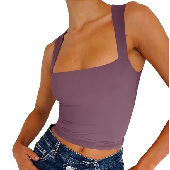 New Reoria Purple Square Neck Double Lined Top XL - Picture 4 of 7